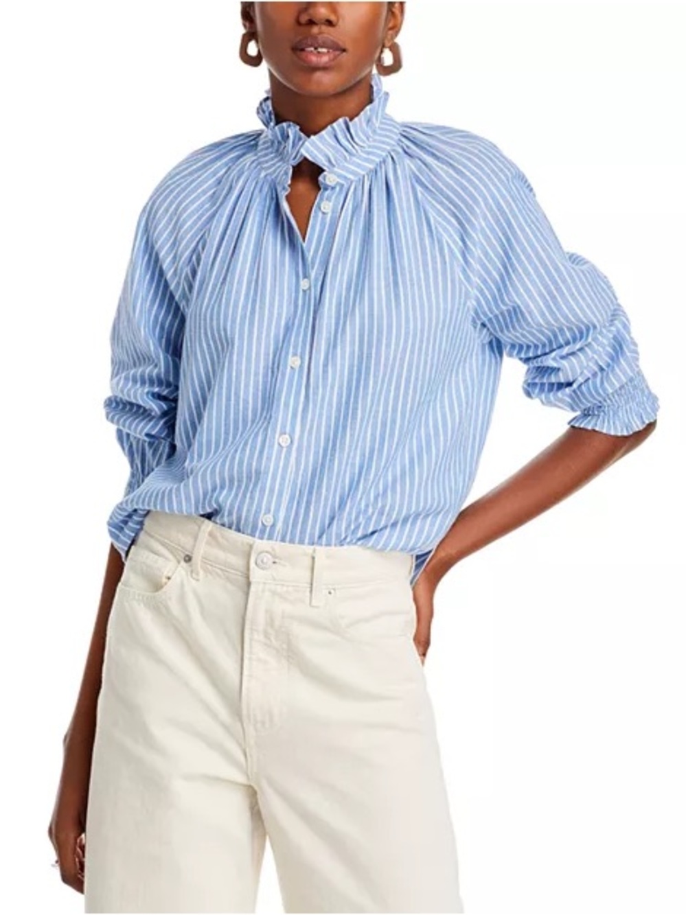 Veronica Beard Calisto Ruffled Trim Shirt
